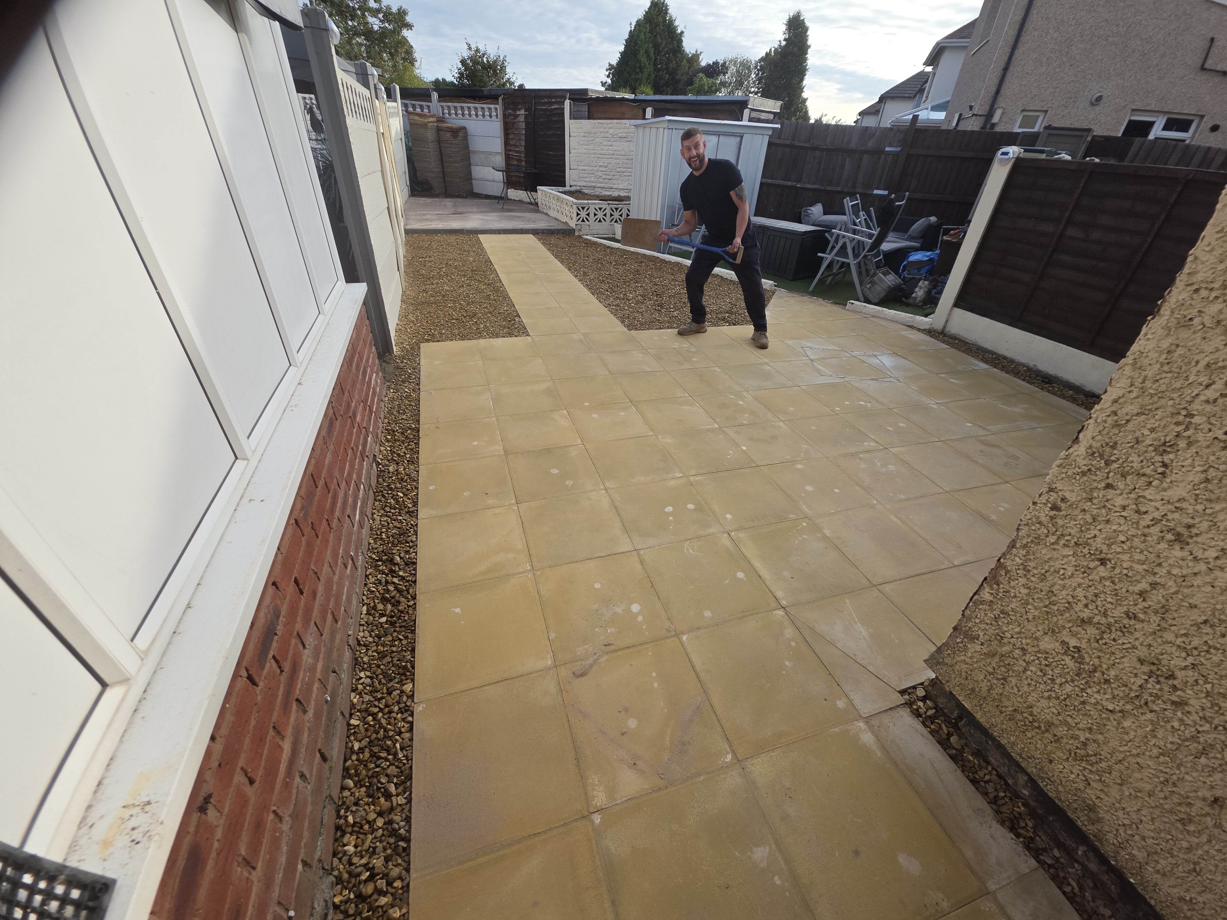 Slab Patio with Manhole and Shed Base - Cannock